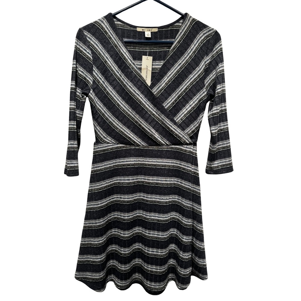 Mi Ami Francesca’s Blue White Striped Long Sleeve Dress S